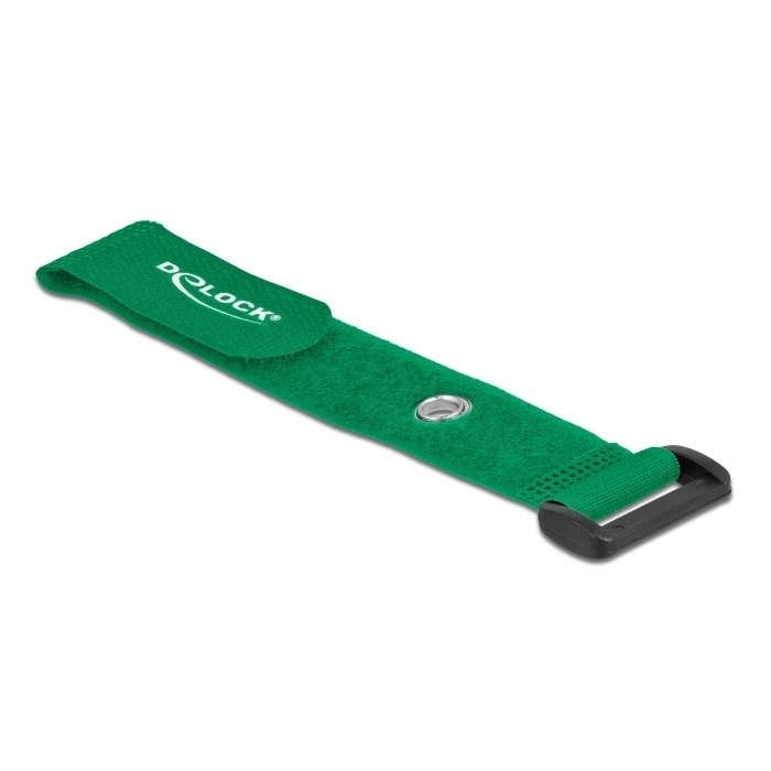 Klittenband kabelbinders met gesp en ring 190 x 25mm / groen (5 stuks)