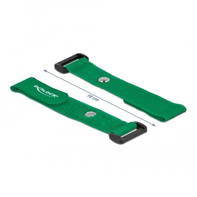 Klittenband kabelbinders met gesp en ring 190 x 25mm / groen (5 stuks)