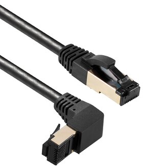 Transmedia S/FTP CAT8.1 40 Gigabit netwerkkabel haaks naar beneden / recht / zwart - LSZH - 0,50 meter