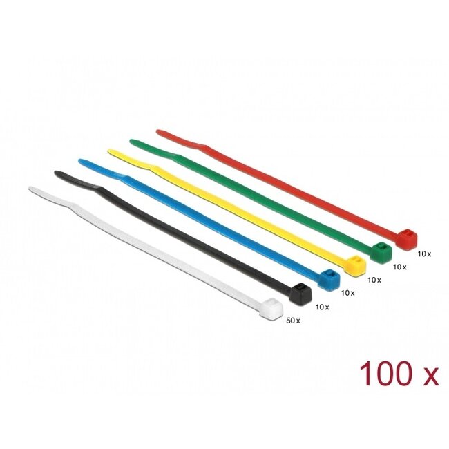 Tie-wraps 100 x 2,5mm / diverse kleuren (100 stuks)
