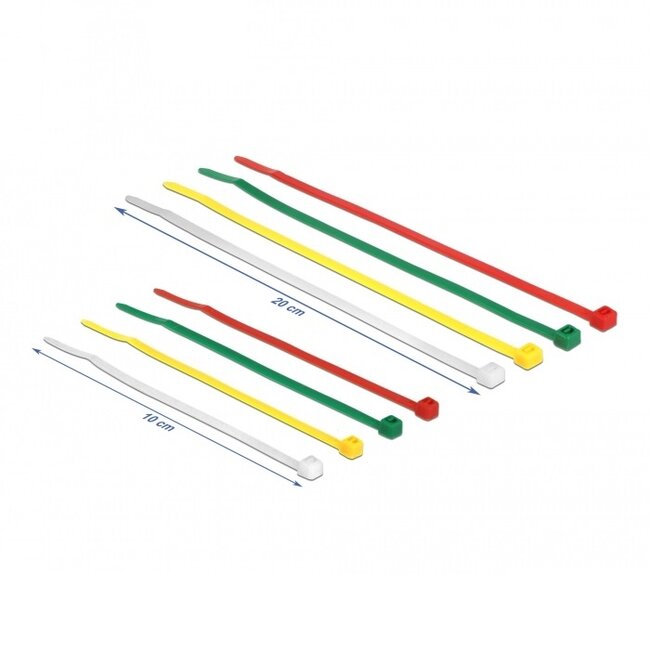 Tie-wraps 100 x 2,5mm + 200 x 3,6mm / diverse kleuren (200 stuks)