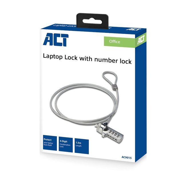 ACT notebookslot met cijfercode - Kensington lock (3 x 7 mm) / zilver - 1,5 meter