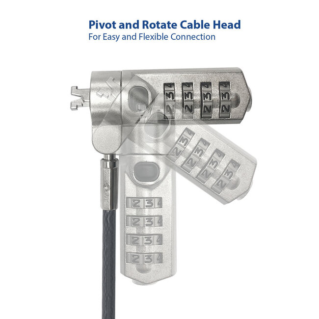 ACT notebookslot met cijfercode - Nano lock (2,5 x 6 mm) / zilver - 2 meter
