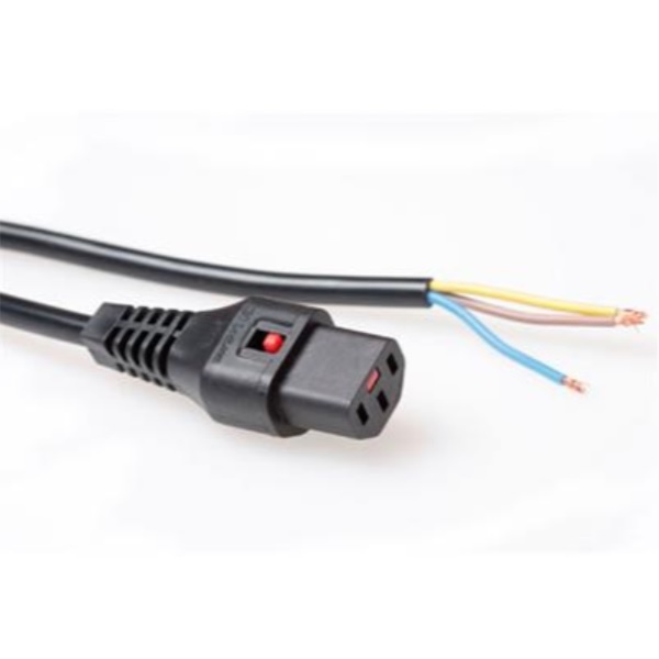 IEC Lock 230V Stroomkabel C13 Lockable /Open End Zwart