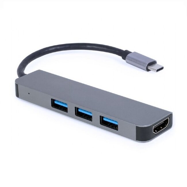 Cablexpert USB-C naar HDMI 4K 30Hz en 3x USB-A adapter - 0,15 meter