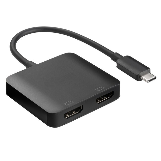 USB-C naar 2x HDMI 4K 30Hz adapter / zwart - 0,15 meter
