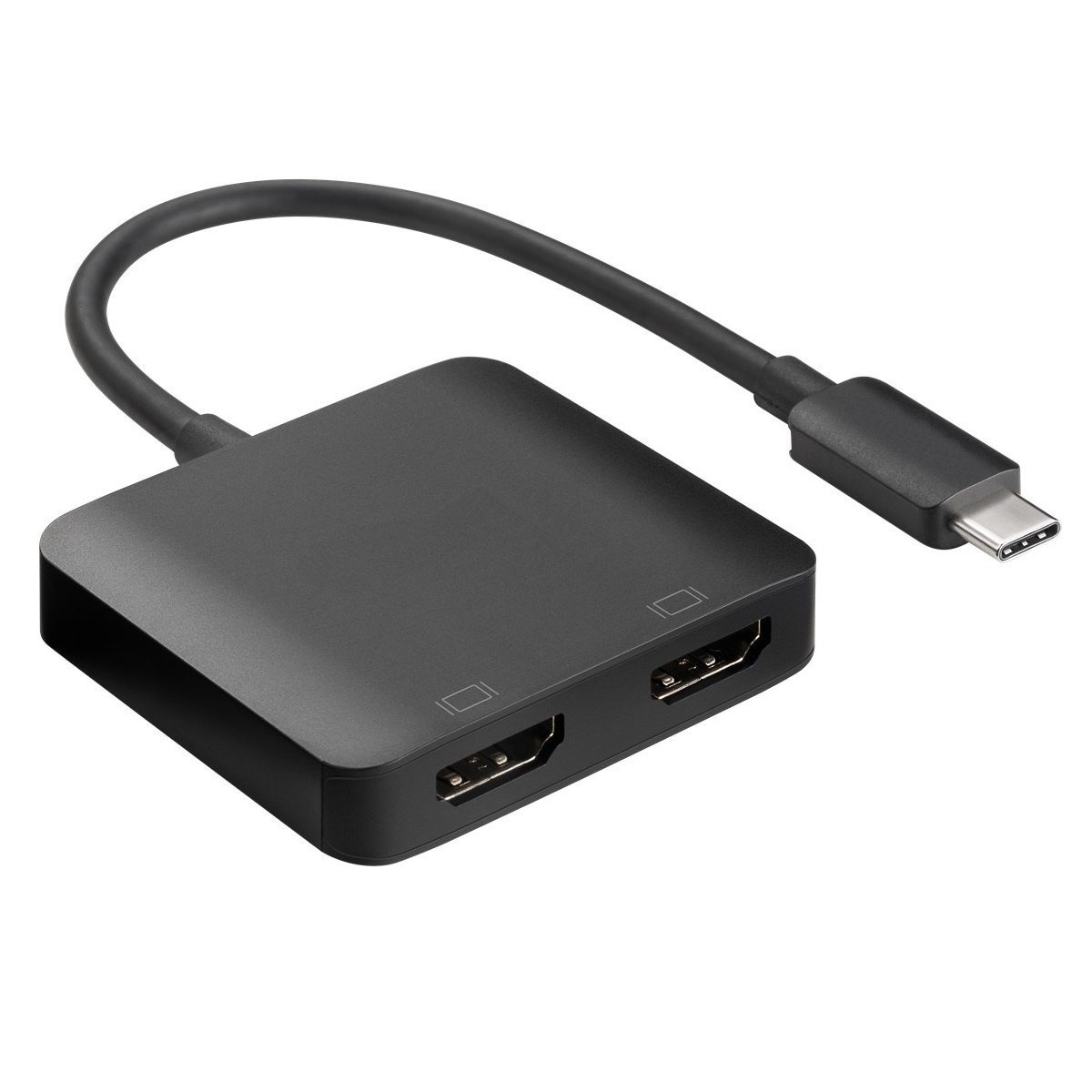 USB-C naar 2x HDMI adapter - DP 1.2 / HDMI 2.0 / DP Alt Mode (4K 60Hz) / zwart - 0,15 meter