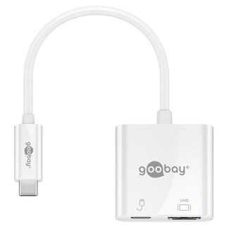 Goobay Goobay USB-C naar HDMI 4K 60Hz en USB-C PD 60W adapter / wit - 0,15 meter