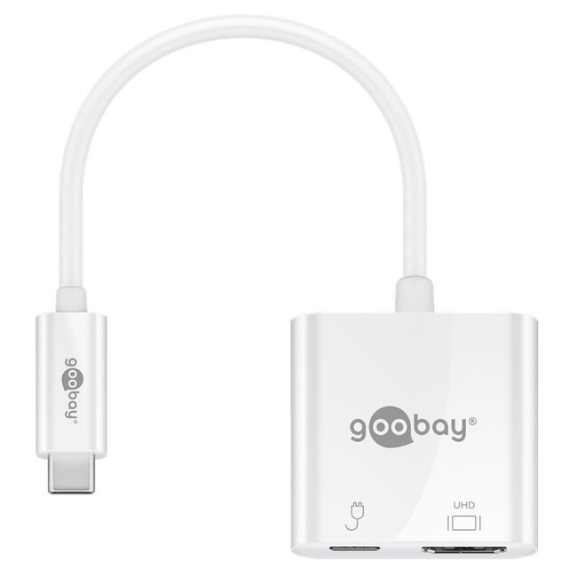 Goobay USB-C naar HDMI 4K 60Hz en USB-C PD 60W adapter / wit - 0,15 meter