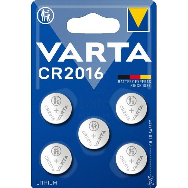 Varta CR2016 Lithium knoopcel-batterij / 5 stuks