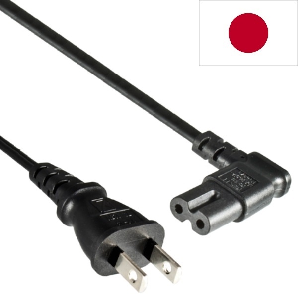 C7 (haaks links/rechts) - Type A / Japan (recht) stroomkabel - VVF 2x 0,75mm / zwart - 1,8 meter