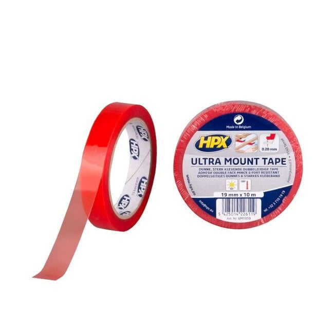 HPX Ultra Mount dunne sterk klevende dubbelzijdige tape 19mm / 10m / transparant