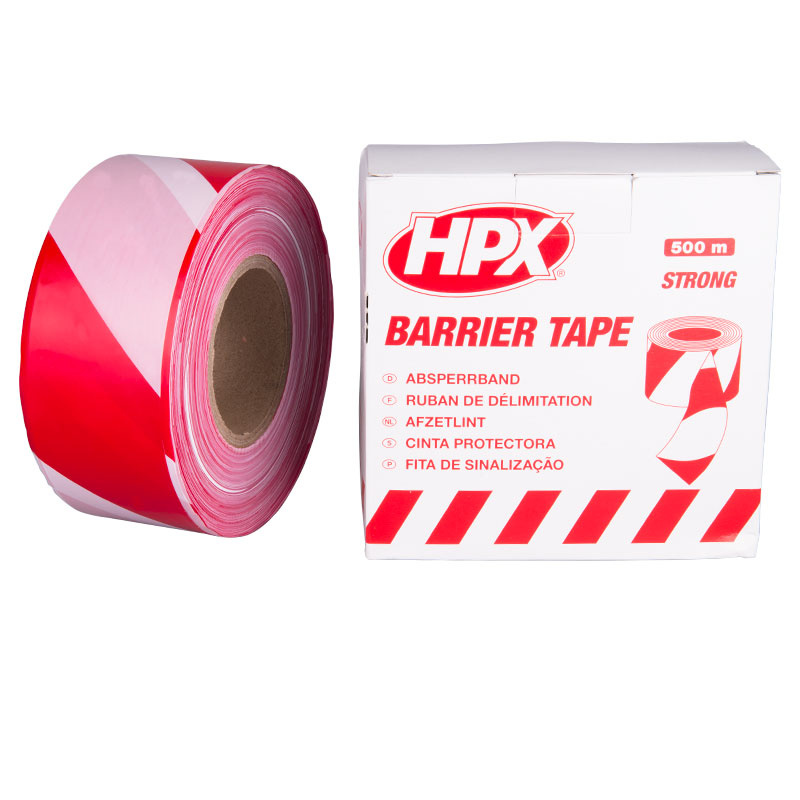 Afzetlint | Wit/Rood | 70mm x 500m - B70100
