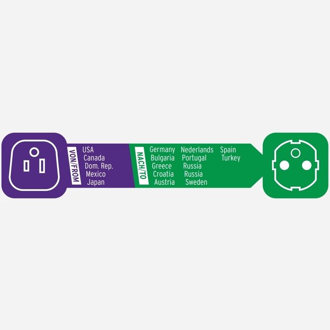 Reisadapter Verenigde Staten en Japan (type B) naar Europa (geaard) / zwart