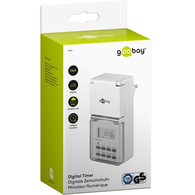 Goobay tijdschakelklok - digitaal (10 programma's per week) - voor buiten (IP44) / wit