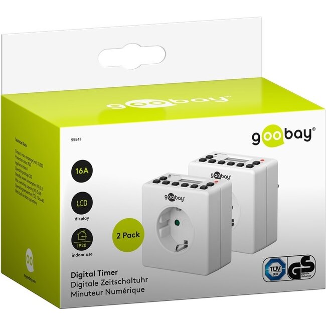 Goobay compacte tijdschakelklok set van 2 stuks - digitaal (10 programma's per week) - voor binnen / wit