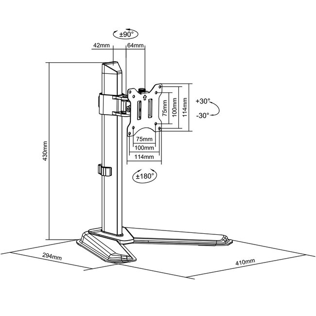 My Wall bureaustandaard voor monitoren tot 32 inch / full motion / zilver