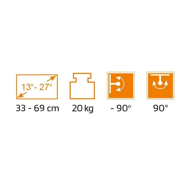 My Wall plafondbeugel voor schermen tot 27 inch / inklapbaar / zwart