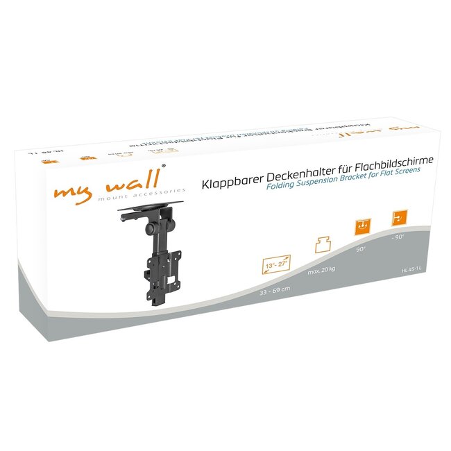 My Wall plafondbeugel voor schermen tot 27 inch / inklapbaar / zwart