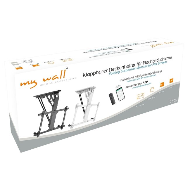My Wall plafondbeugel voor schermen tot 70 inch / inklapbaar met motor (app en afstandsbediening) / wit
