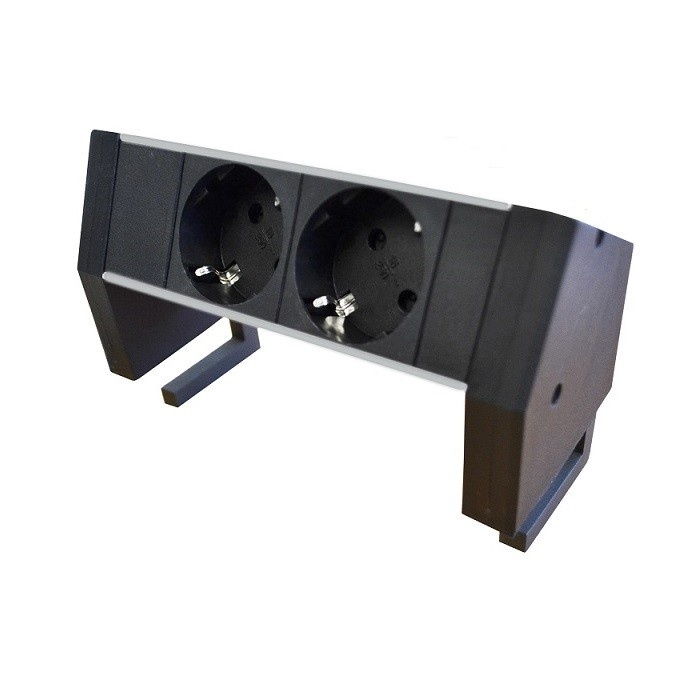 Premium modulaire GST18/3 desktop stekkerdoos met 2 contacten / zwart/zilver