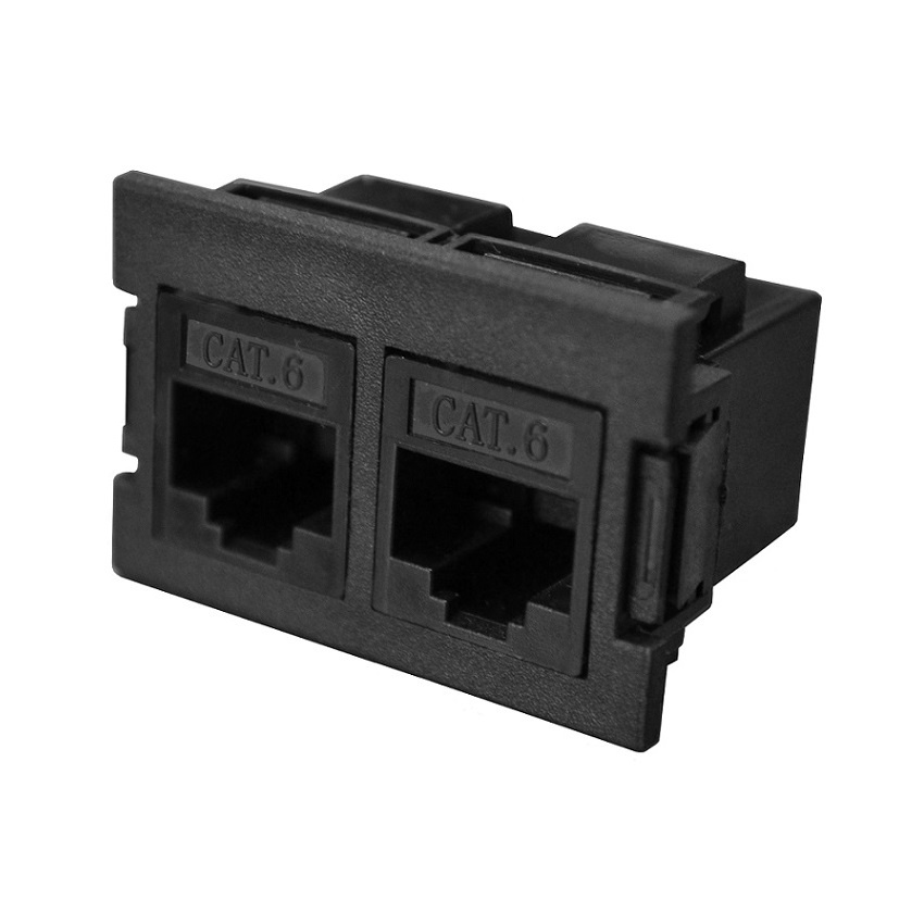 2x RJ45 CAT6 Gigabit uitbreidingsmodule voor GST18/3 stekkerdozen / zwart