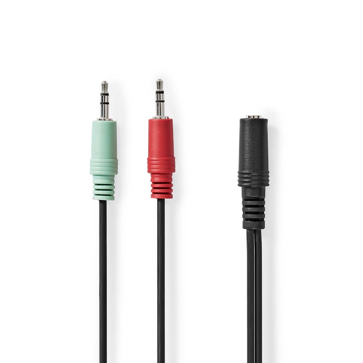 Stereo-Audiokabel | 3,5 mm Female | 2x 3,5 mm Male | Verguld | 0.12 m | Rond | Zwart | Doos