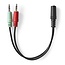 Nedis 3,5mm 4-polig (v) > 2x 3,5mm (m) headset adapter (CTIA/AHJ) - 0,20 meter