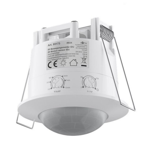 Goobay PIR bewegingssensor - 6m bereik - inbouw plafond / wit