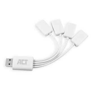 ACT ACT flexibele USB hub met 4 poorten - USB2.0 - busgevoed / wit - 0,10 meter