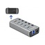 DeLOCK USB hub met 4+2 poorten en aan/uit schakelaars - USB3.0 / PD 27W - externe 12V voeding / grijs - 0,80 meter