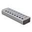 DeLOCK USB hub met 7+2 poorten en aan/uit schakelaars - USB3.0 / PD 27W - externe 12V voeding / grijs - 0,80 meter