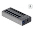 DeLOCK USB hub met 7 poorten en aan/uit schakelaars - USB3.0 - externe 12V voeding / grijs - 1 meter