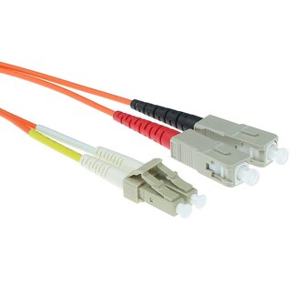 ACT Premium LC/UPC - SC/UPC Duplex optical fiber kabel | OM1 | LSZH | oranje | 1,5 meter