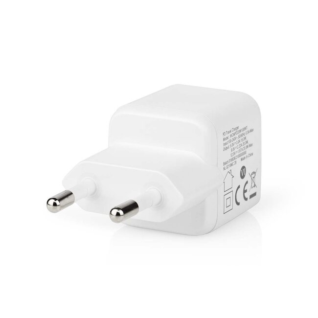 Nedis thuislader met 1 USB-C PD poort - Smart IC - 20W / wit