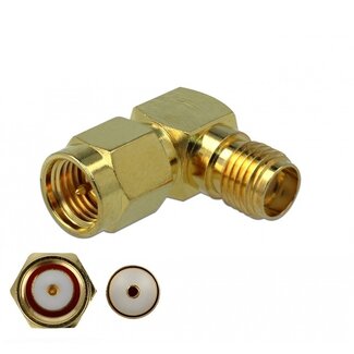 DeLOCK SMA (m) - SMA (v) haakse adapter - 50 Ohm