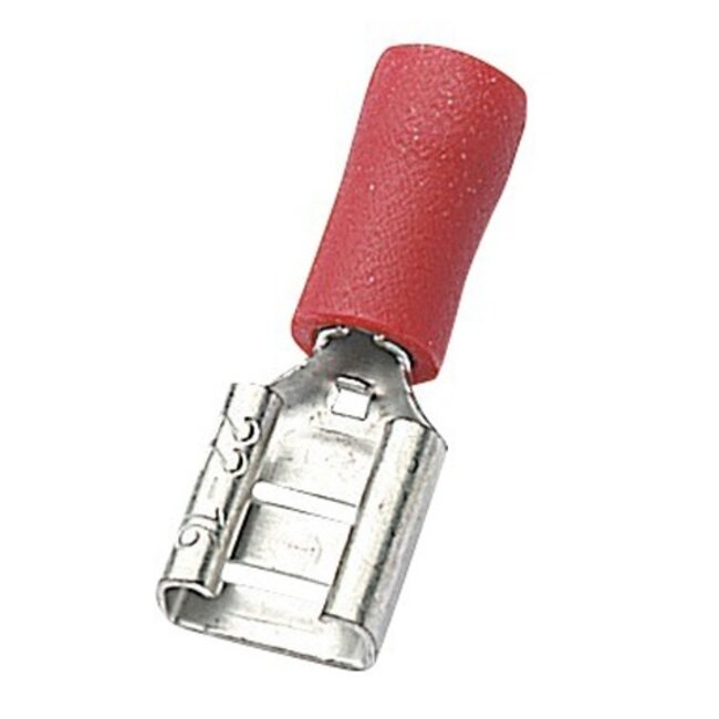 Vlakke kabelschoen (v) - 3,2mm / rood - half geïsoleerd (100 stuks)