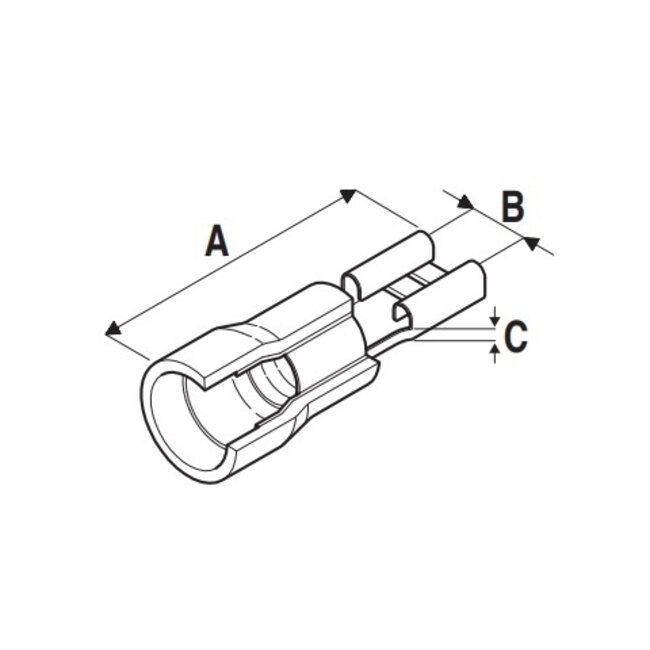 Vlakke kabelschoen (v) - 6,7mm / blauw - half geïsoleerd (100 stuks)