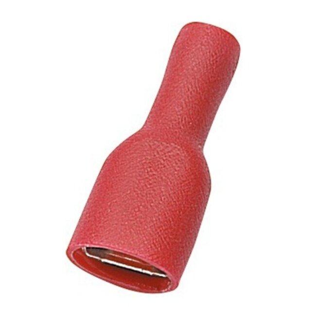 Vlakke kabelschoen (v) - 5,0mm / rood - geïsoleerd (100 stuks)