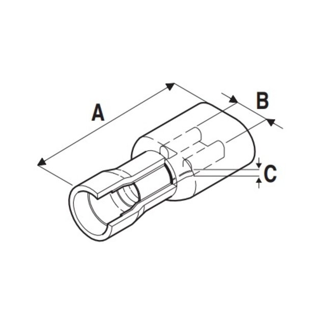 Vlakke kabelschoen (v) - 5,0mm / rood - geïsoleerd (100 stuks)