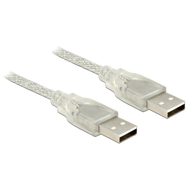 USB-A naar USB-A kabel - USB2.0 - tot 2A / transparant - 1,5 meter