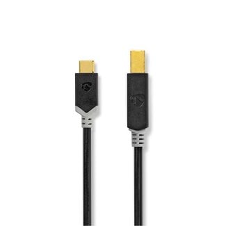 Nedis Nedis USB-C naar USB-B kabel - USB2.0 - tot 2A / zwart - 2 meter