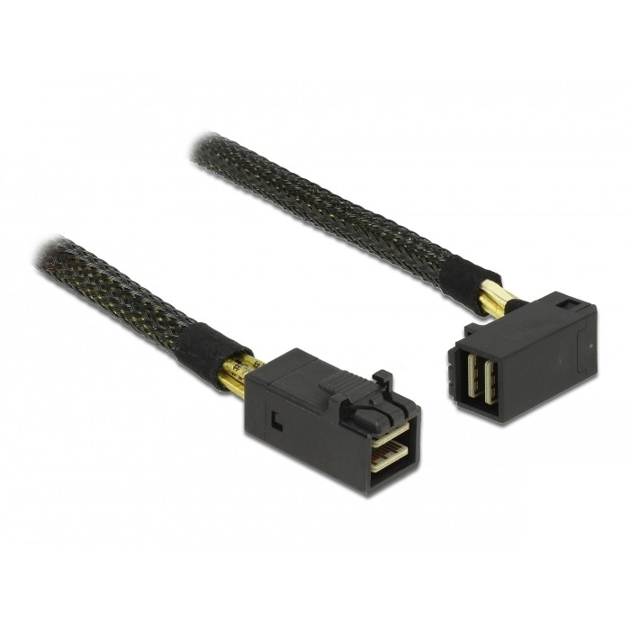 DeLOCK 0.5m, 2xMini SAS HD SFF-8643. Lengte snoer: 0,5 m, Sexe: Mannelijk/Mannelijk. Kleur van het product: Zwart. Aansluiting 1: Mini SAS HD SFF-8643, Aansluiting 2: Mini SAS HD S