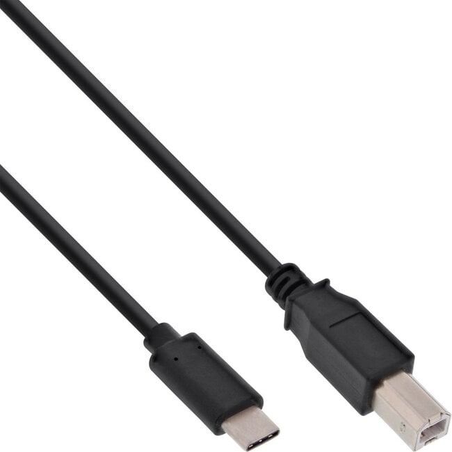 USB-C naar USB-B kabel - USB2.0 - tot 3A / zwart - 2 meter
