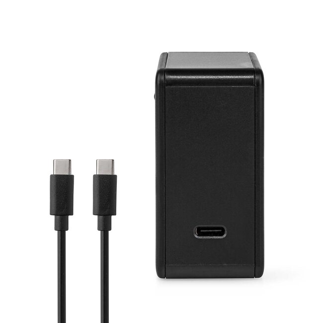 Nedis USB-C thuislader met 1 poort en losse USB-C kabel - Smart IC - 65W / zwart - 2 meter