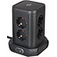 Brennenstuhl Socket Tower stekkerdoos met 8 contacten en 4x USB / zwart - 2 meter