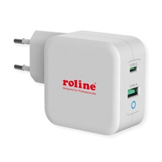 Roline Roline thuislader met 1 USB-C PD en 1 USB-A Quick Charge 3.0 poort - 65W / wit