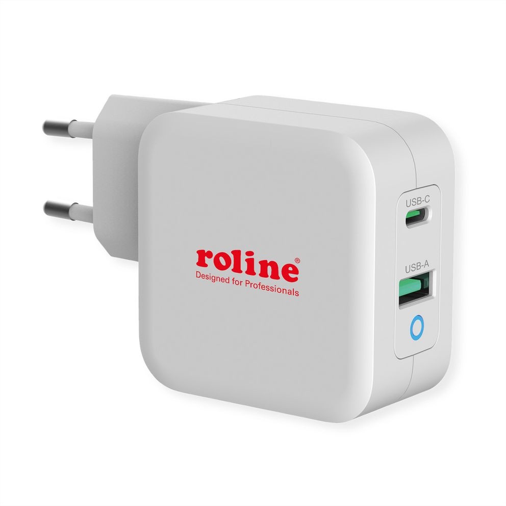 USB-C/USB-A - stopcontact | Thuislader | n.v.t. | USB2.0 High Speed/Quick Charge 3.0/Power Delivery/Smart IC | Roline