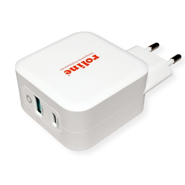 Roline thuislader met 1 USB-C PD en 1 USB-A Quick Charge 3.0 poort - 65W / wit