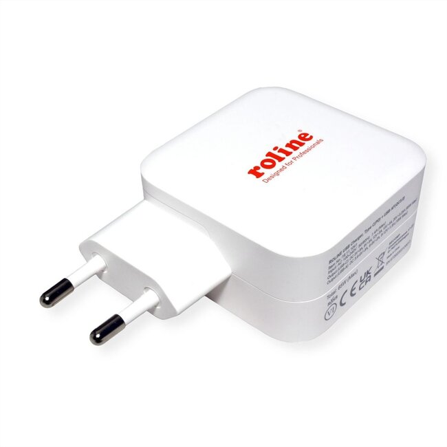 Roline thuislader met 1 USB-C PD en 1 USB-A Quick Charge 3.0 poort - 65W / wit